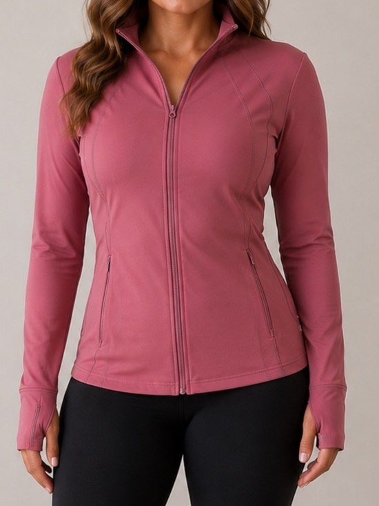 Pinspark Jackets & Blazers - PinsPark Salmon Pink Athletic Zip Jacket Thumbholes XXL Activewear Stretch NWOT